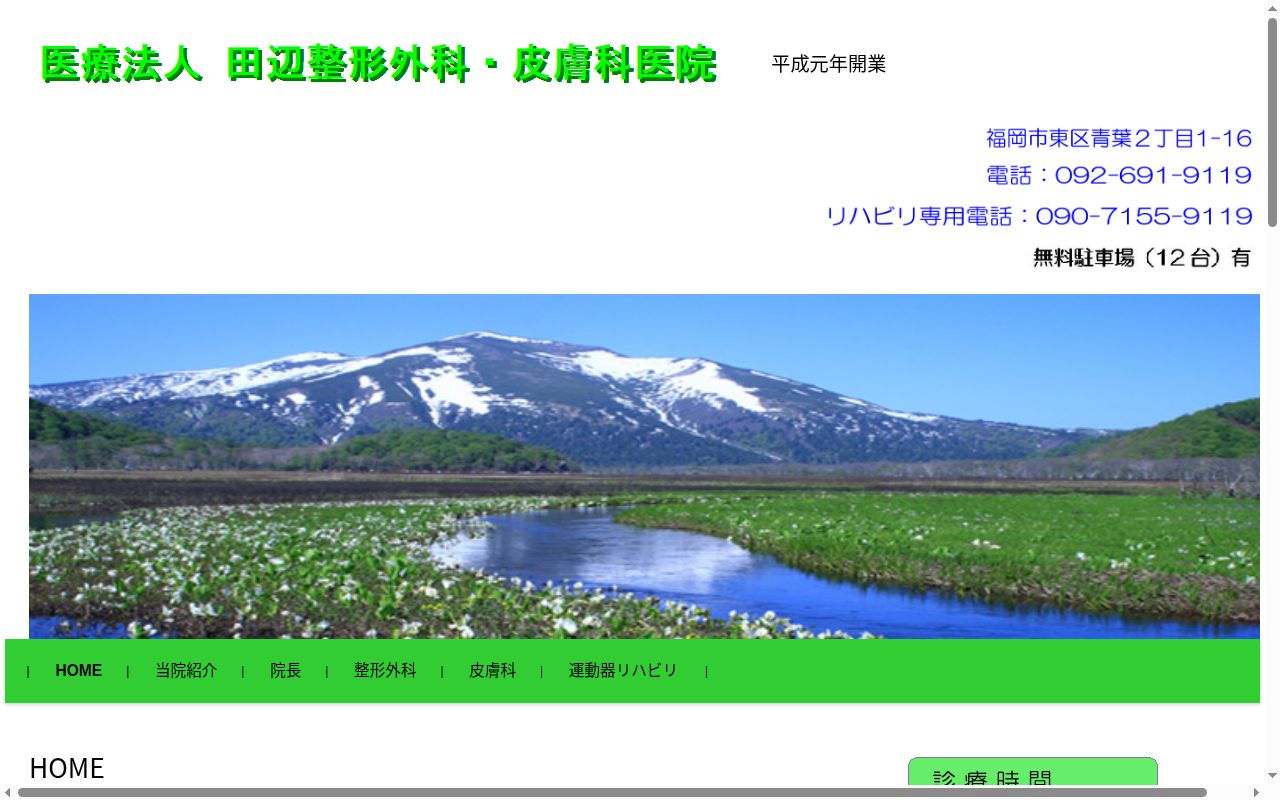 医療法人 田辺整形外科医院の公式サイトのスクリーンショット