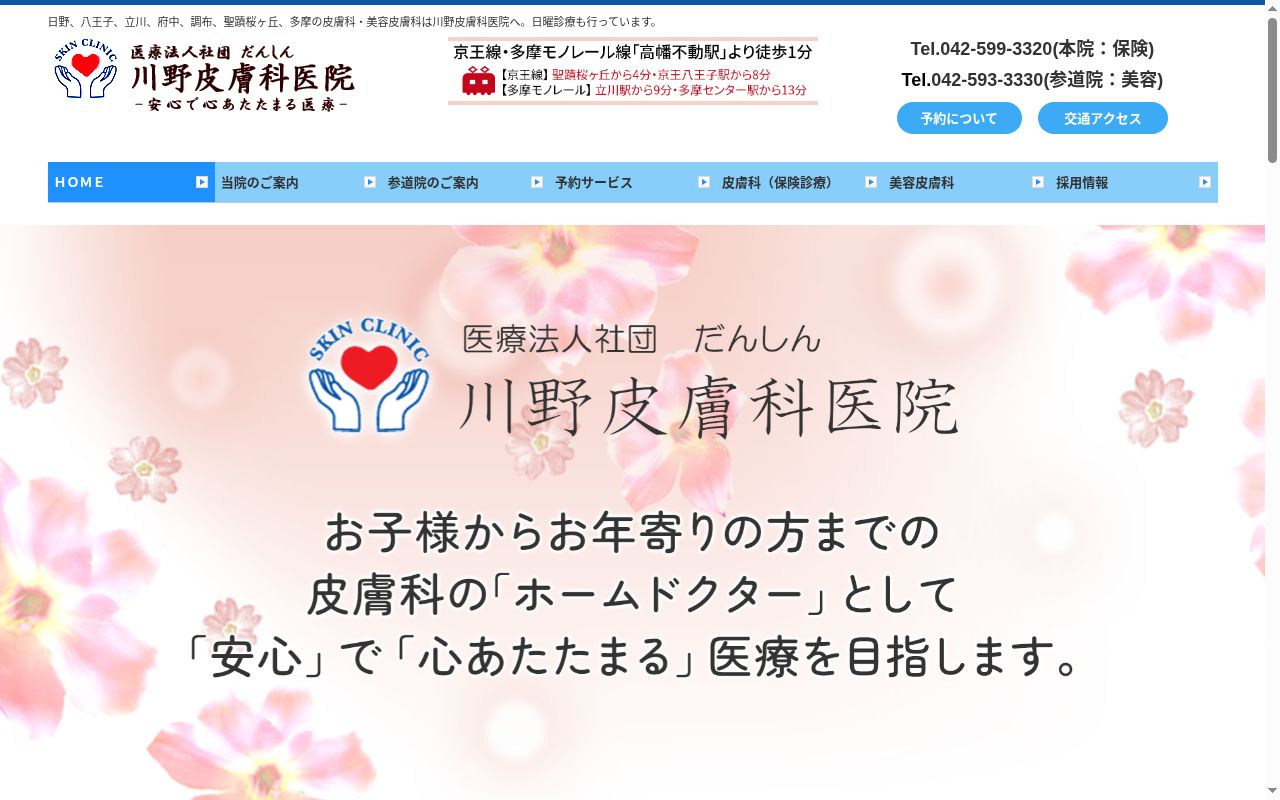 医療法人社団 だんしん 川野皮膚科医院の公式サイトのスクリーンショット