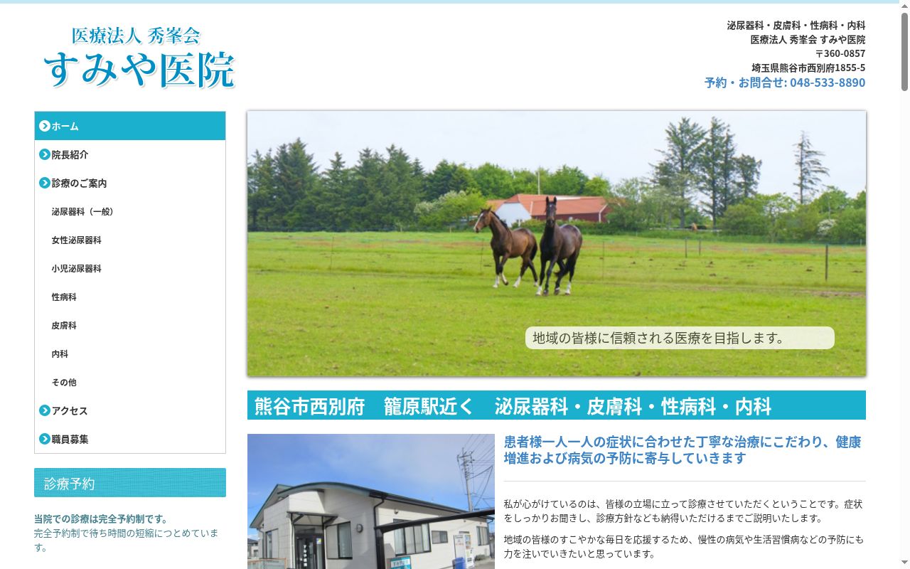 (医)秀峯会 すみや医院の公式サイトのスクリーンショット