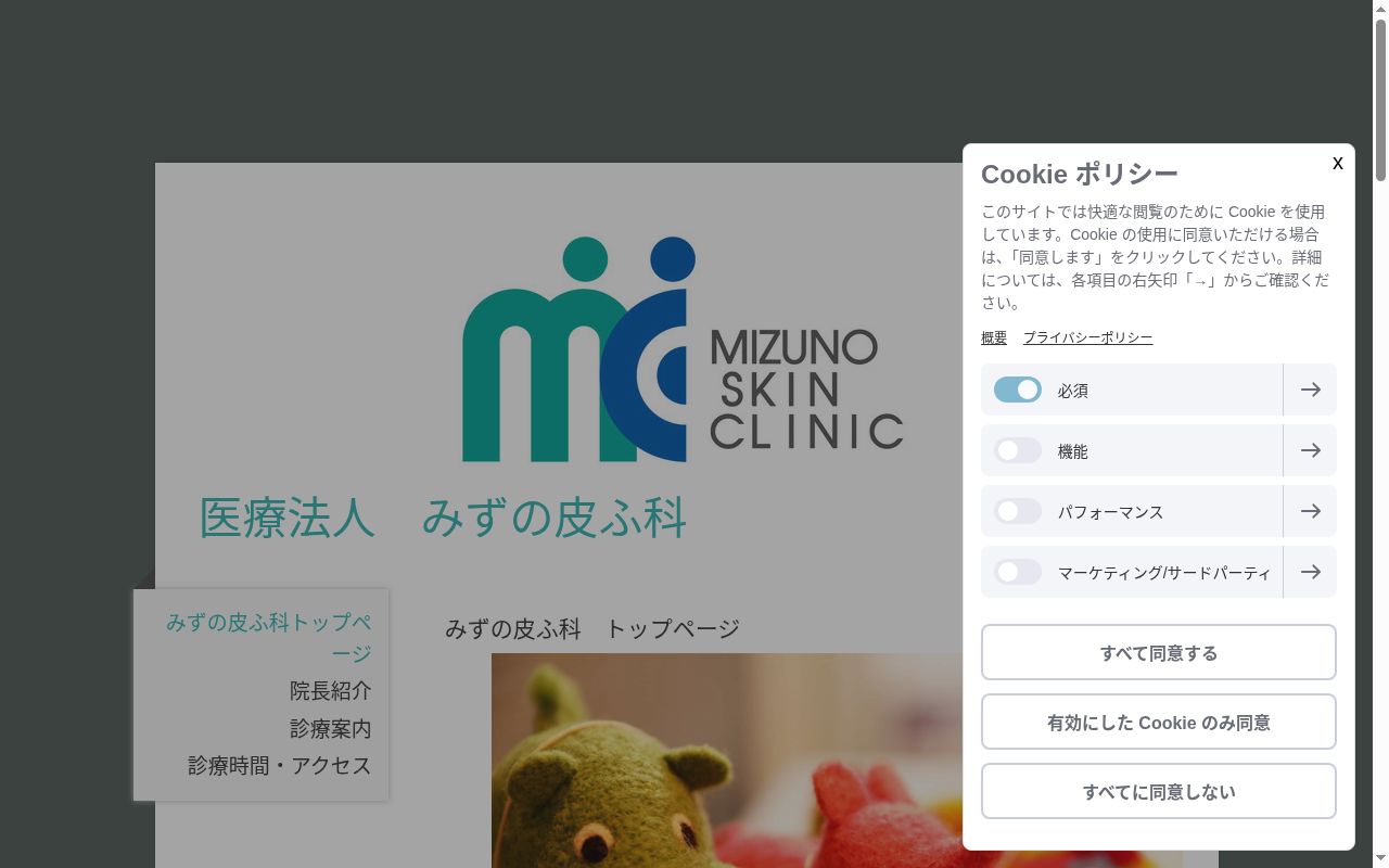 医療法人みずの皮ふ科の公式サイトのスクリーンショット