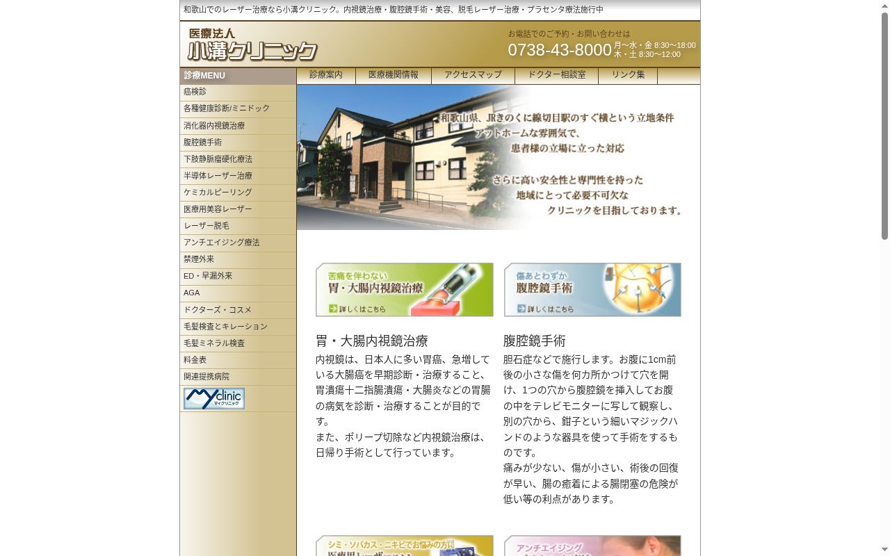 小溝クリニックの公式サイトのスクリーンショット
