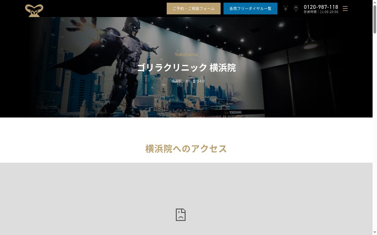 医療法人社団十二会 ゴリラクリニック横浜院の公式サイトのスクリーンショット