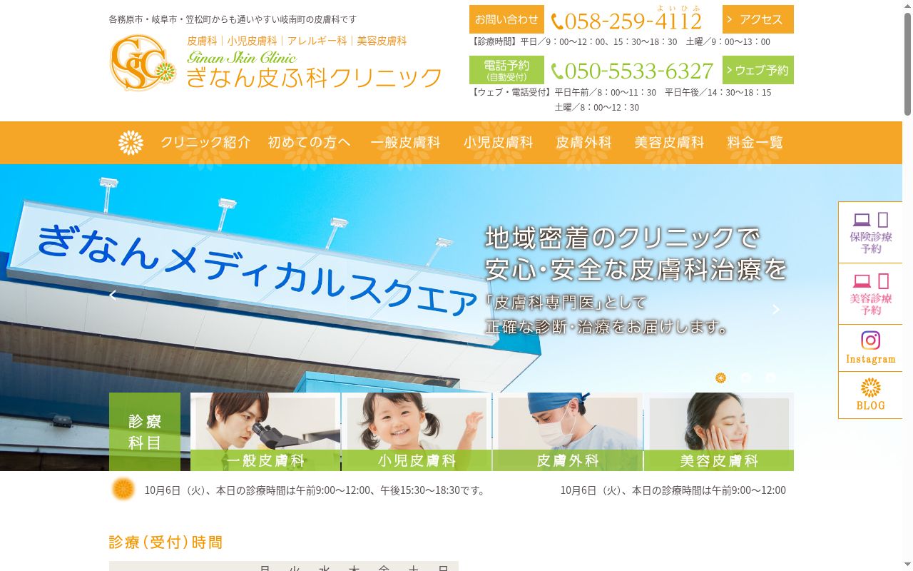 ぎなん皮ふ科クリニックの公式サイトのスクリーンショット