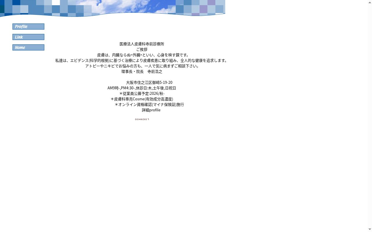 医療法人皮膚科寺前診療所の公式サイトのスクリーンショット
