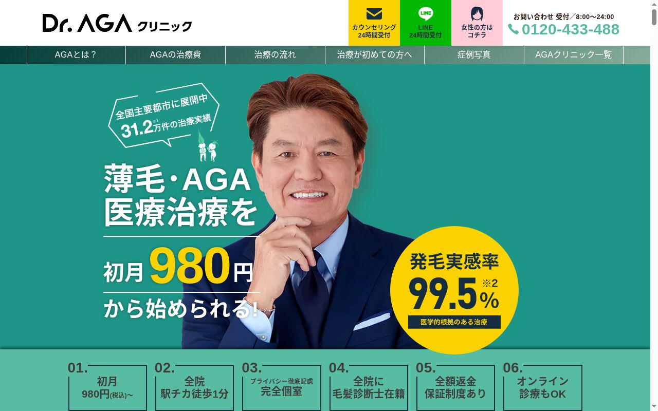 医療法人社団日昇会　Ｄｒ．ＡＧＡクリニック東京新橋院の公式サイトのスクリーンショット