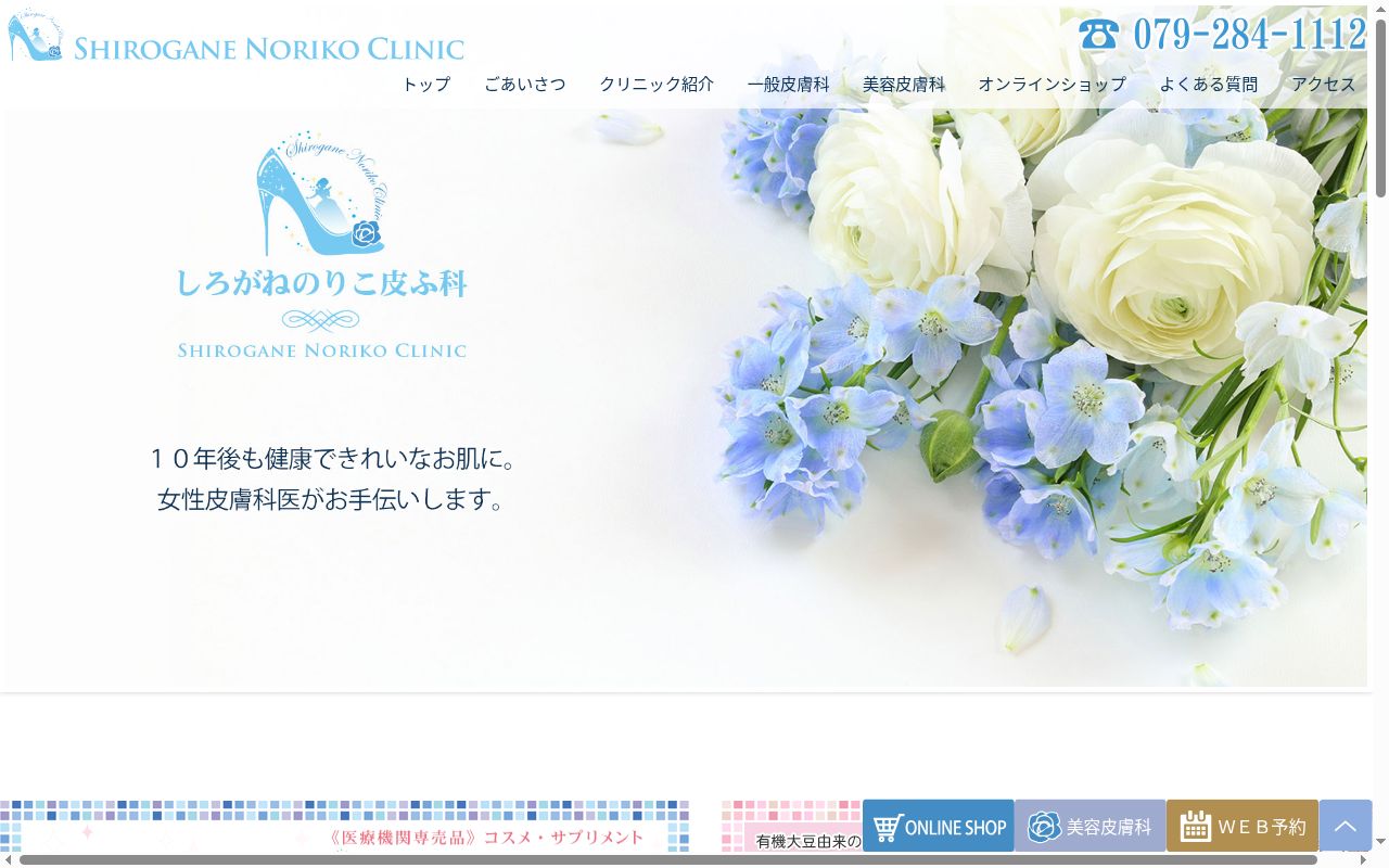 しろがねのりこ皮ふ科の公式サイトのスクリーンショット
