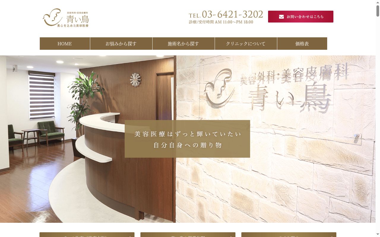 医療法人社団おおるり会　美容外科・美容皮膚科青い鳥の公式サイトのスクリーンショット