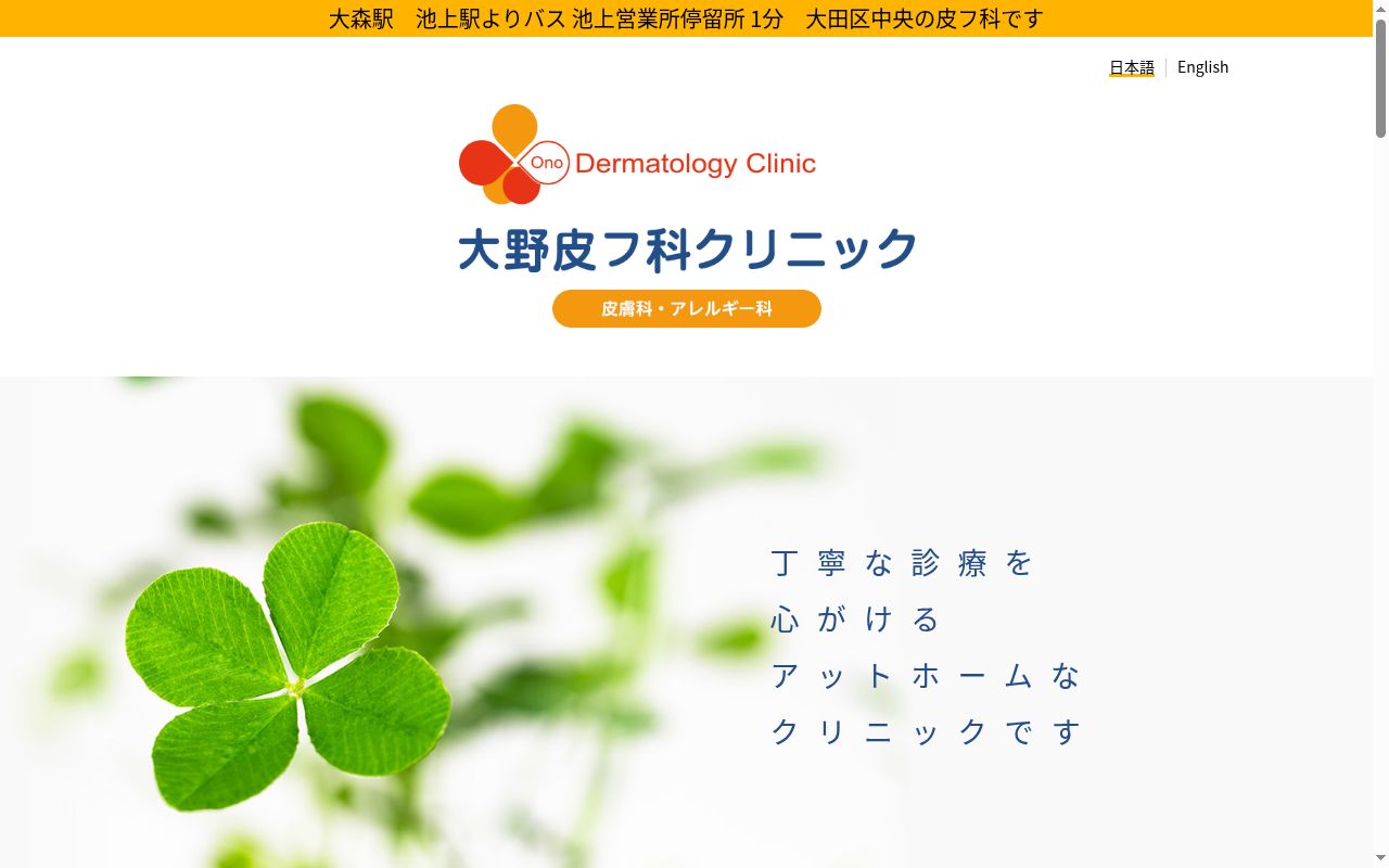 大野皮フ科クリニックの公式サイトのスクリーンショット