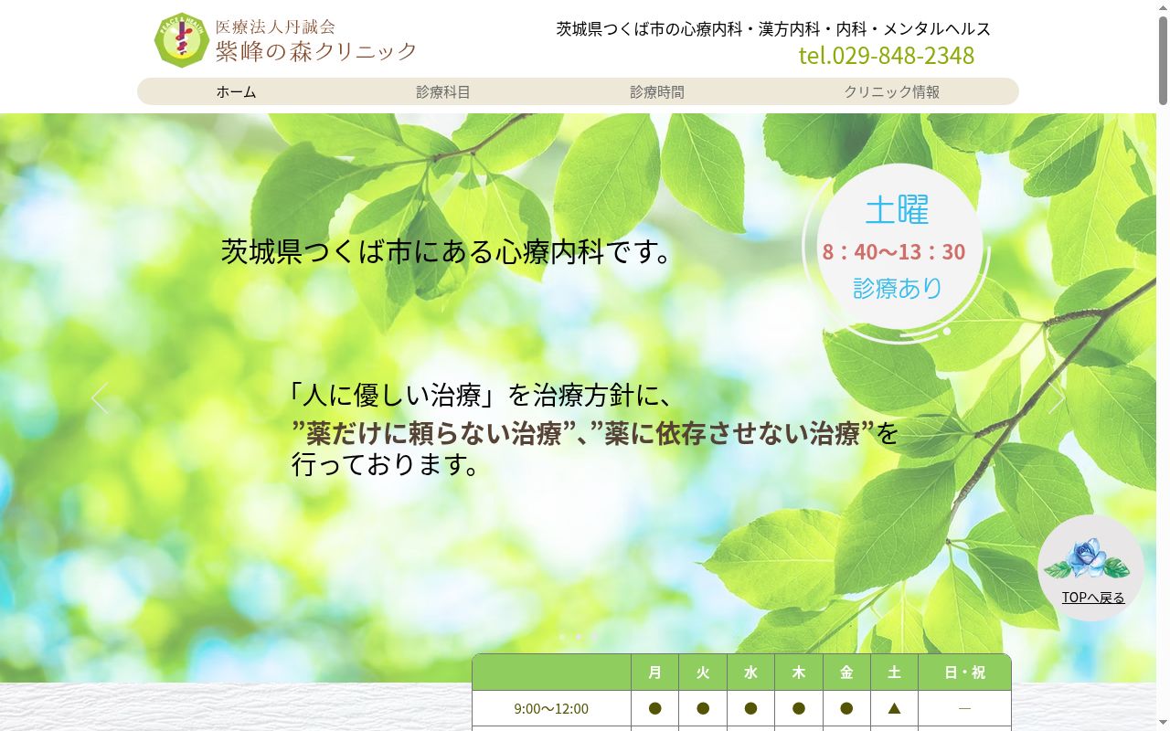 医療法人丹誠会紫峰の森クリニックの公式サイトのスクリーンショット