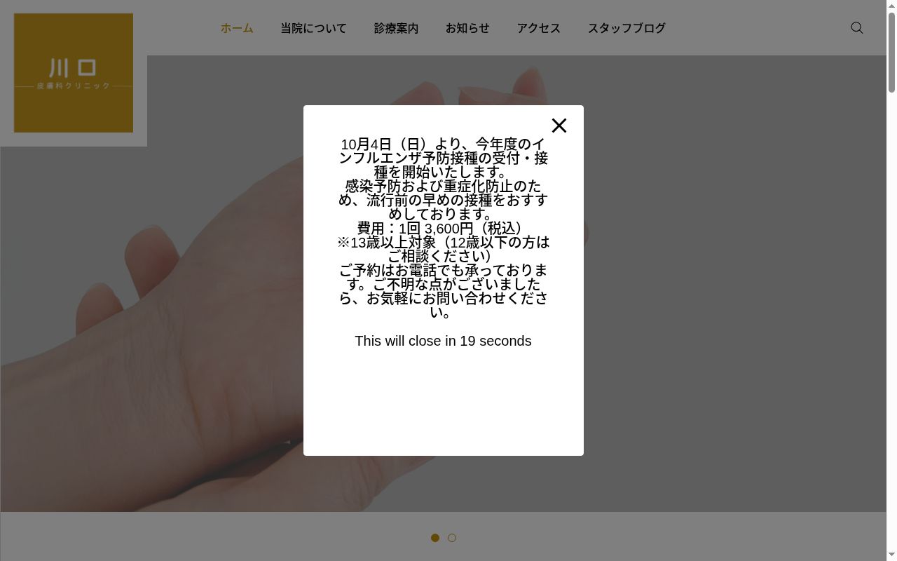 川口皮膚科クリニックの公式サイトのスクリーンショット