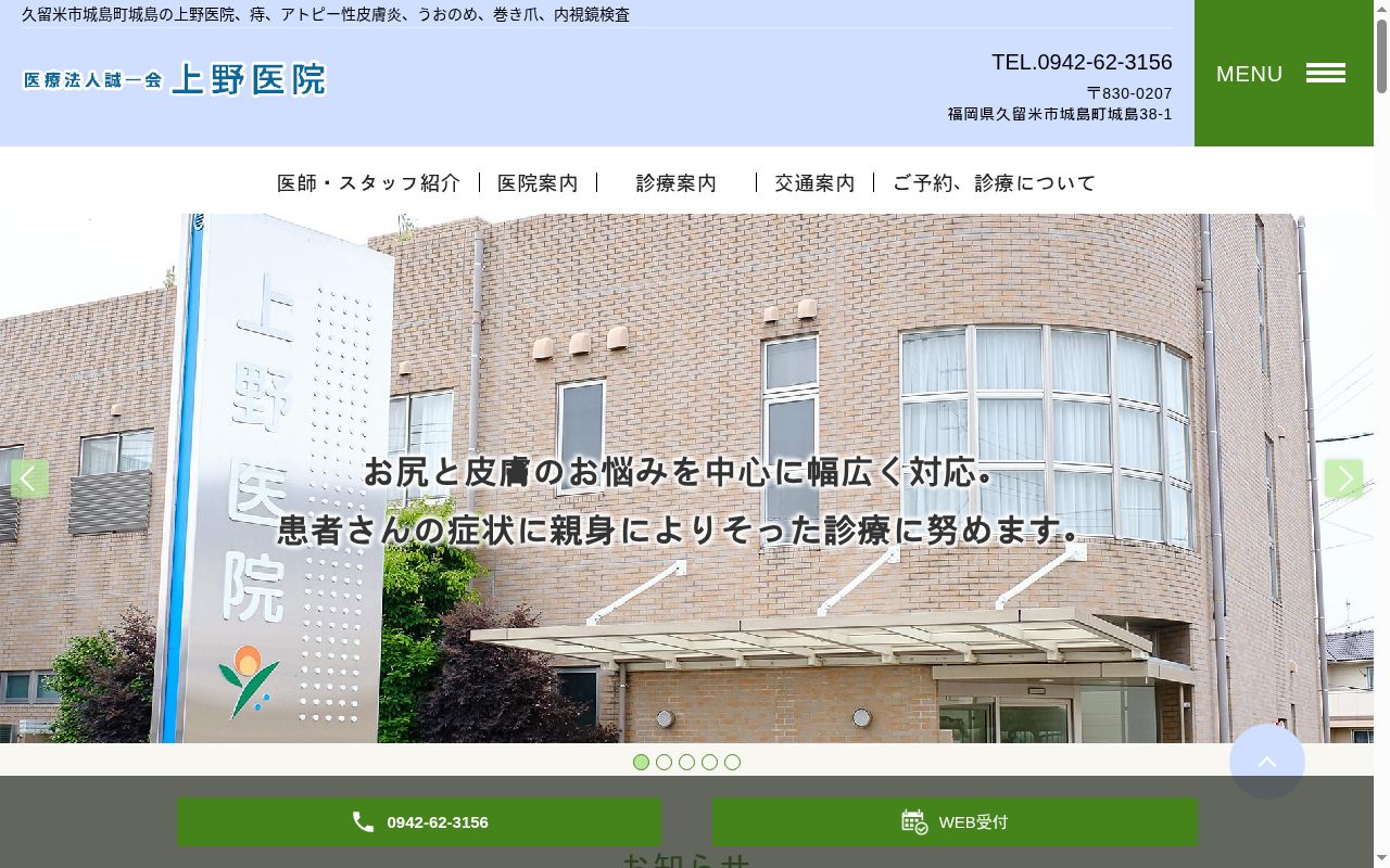 医療法人 誠一会上野医院の公式サイトのスクリーンショット