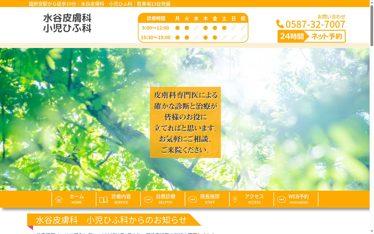水谷皮膚科の公式サイトのスクリーンショット