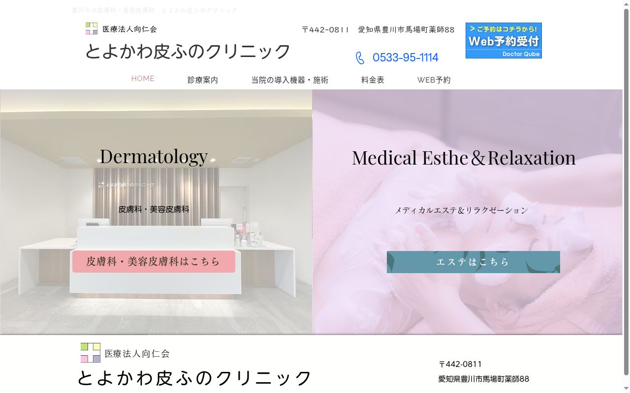 医療法人向仁会　とよかわ皮ふのクリニックの公式サイトのスクリーンショット